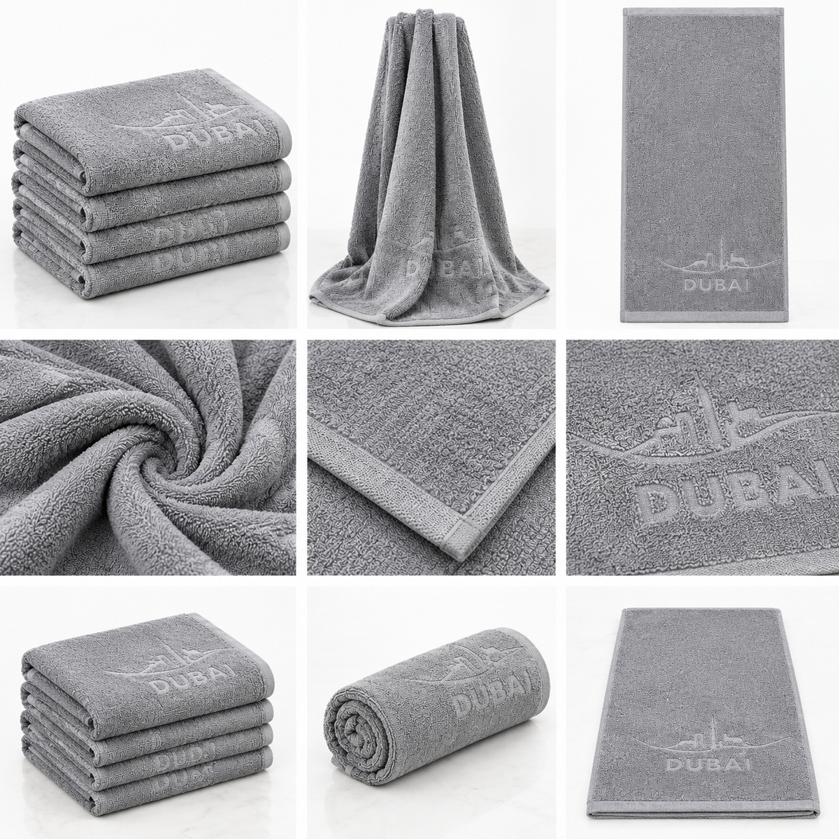 Premium Hotel Quality Embossed Grey Bath Towel β 30x60 Inches