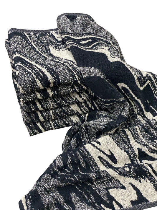 Modern Black & Milky White Abstract Pattern Face Towel (20" x 30")