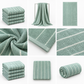 Premium Soft Hand Towels 20×40 – Sage Green with White Stripes