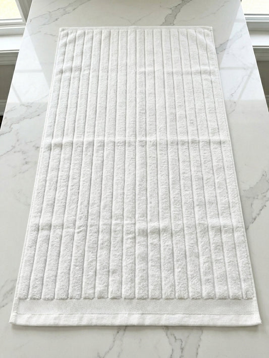 Export Quality Ultra Soft Ribbed White Bath Towel (27x54 Inches)