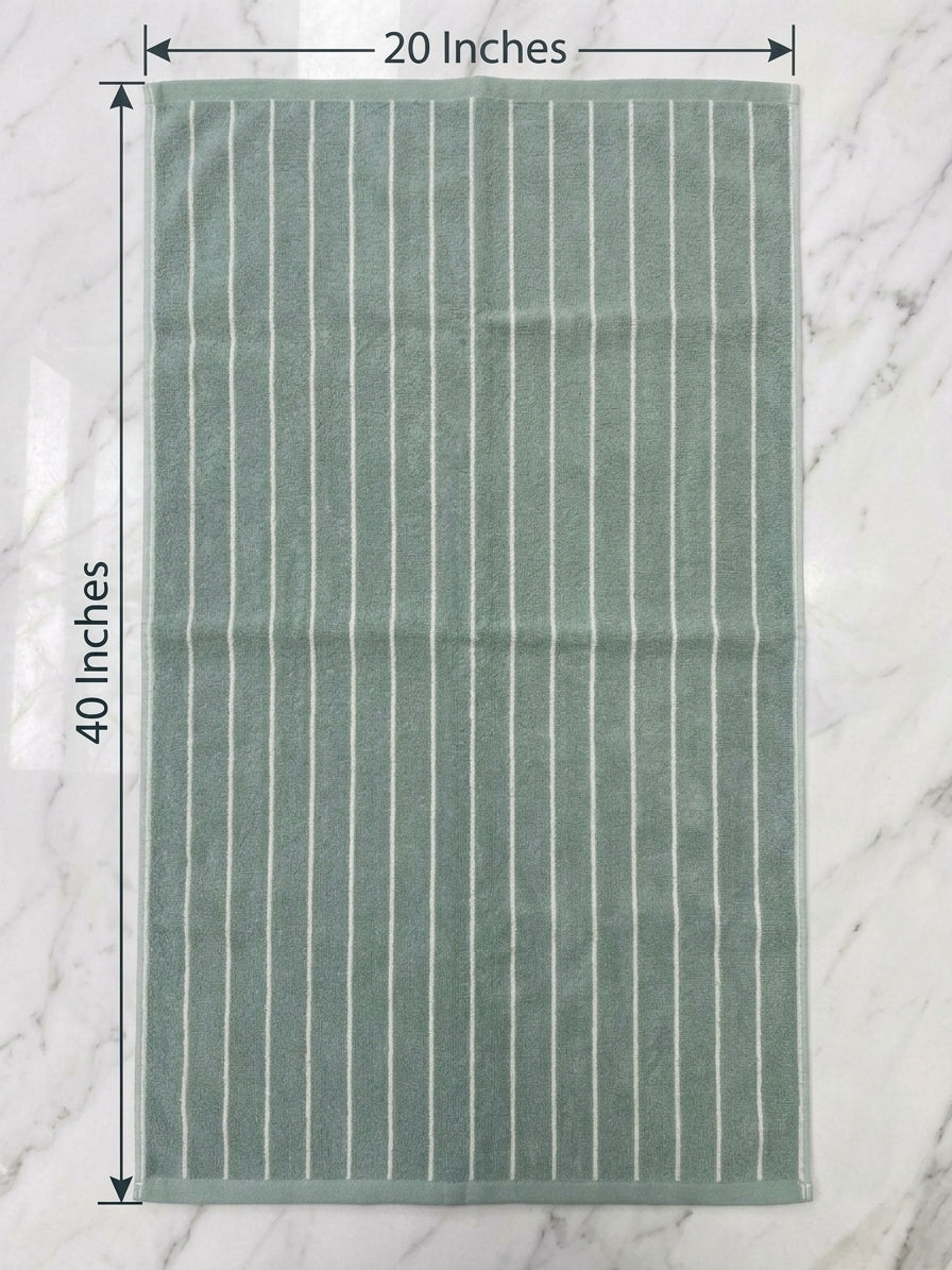 Premium Soft Hand Towels 20×40 – Sage Green with White Stripes