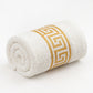 Premium White & Golden Cotton Bath Towel – Elegant Greek Border Design- 24x48 inches.