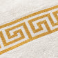 Premium White & Golden Cotton Bath Towel – Elegant Greek Border Design- 24x48 inches.