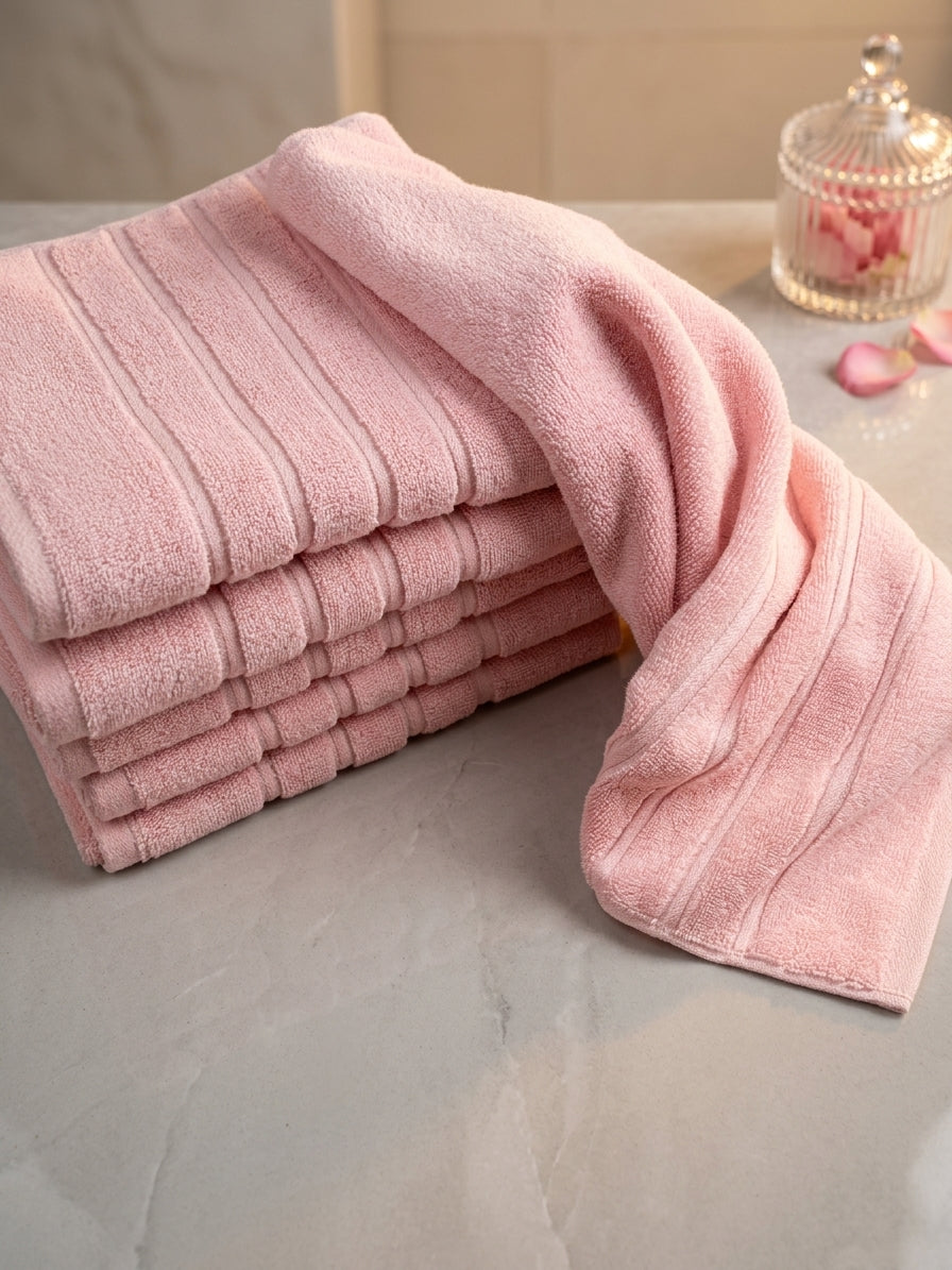 Premium Soft Pink Ribbed Face Towel (20" x 30")
