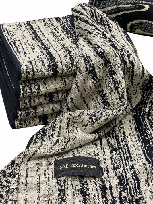 Modern Black & Beige Textured Pattern Face Towel (20" x 30")