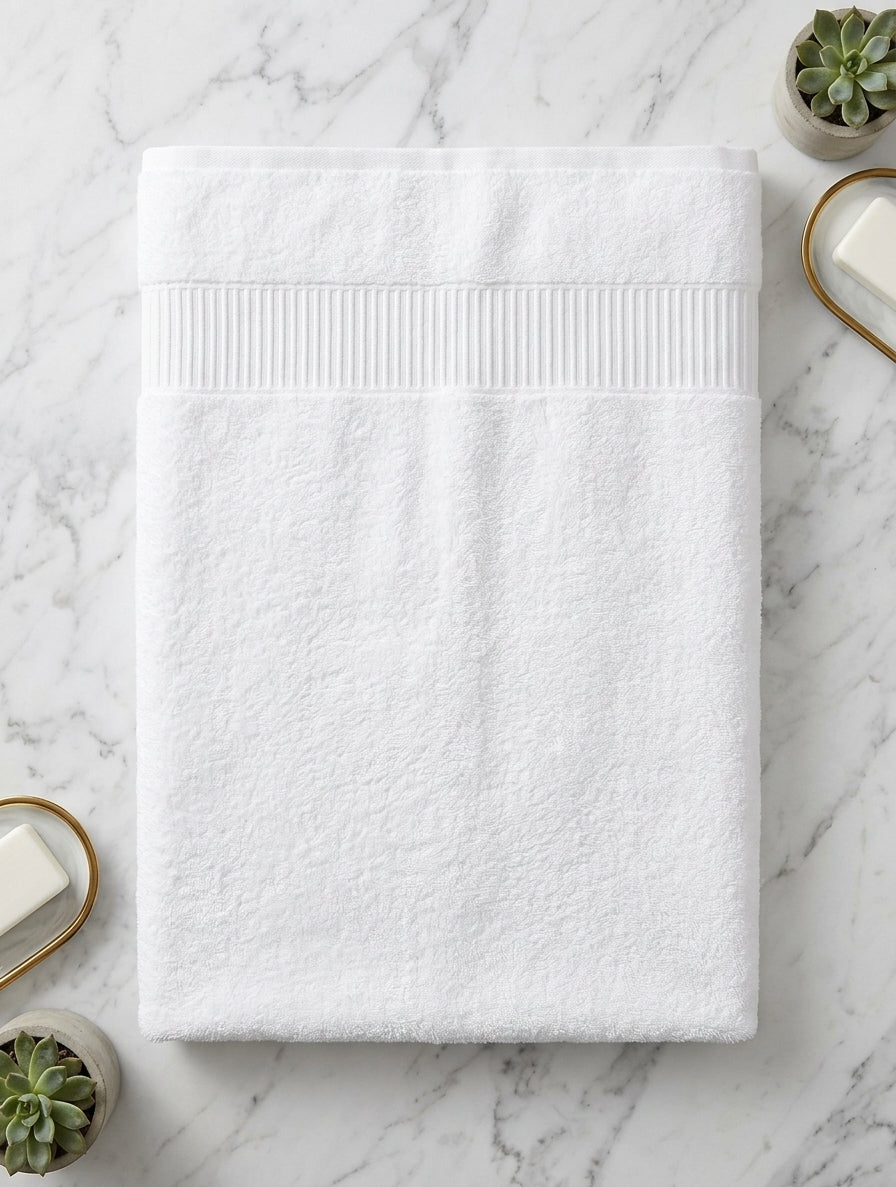 Premium Solid White Cotton Bath Towel (27x54 Inches)