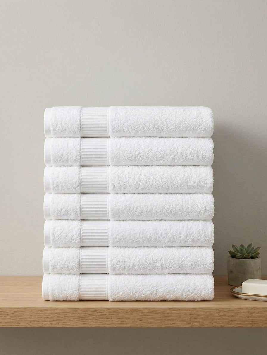 Premium Solid White Cotton Bath Towel (27x54 Inches)