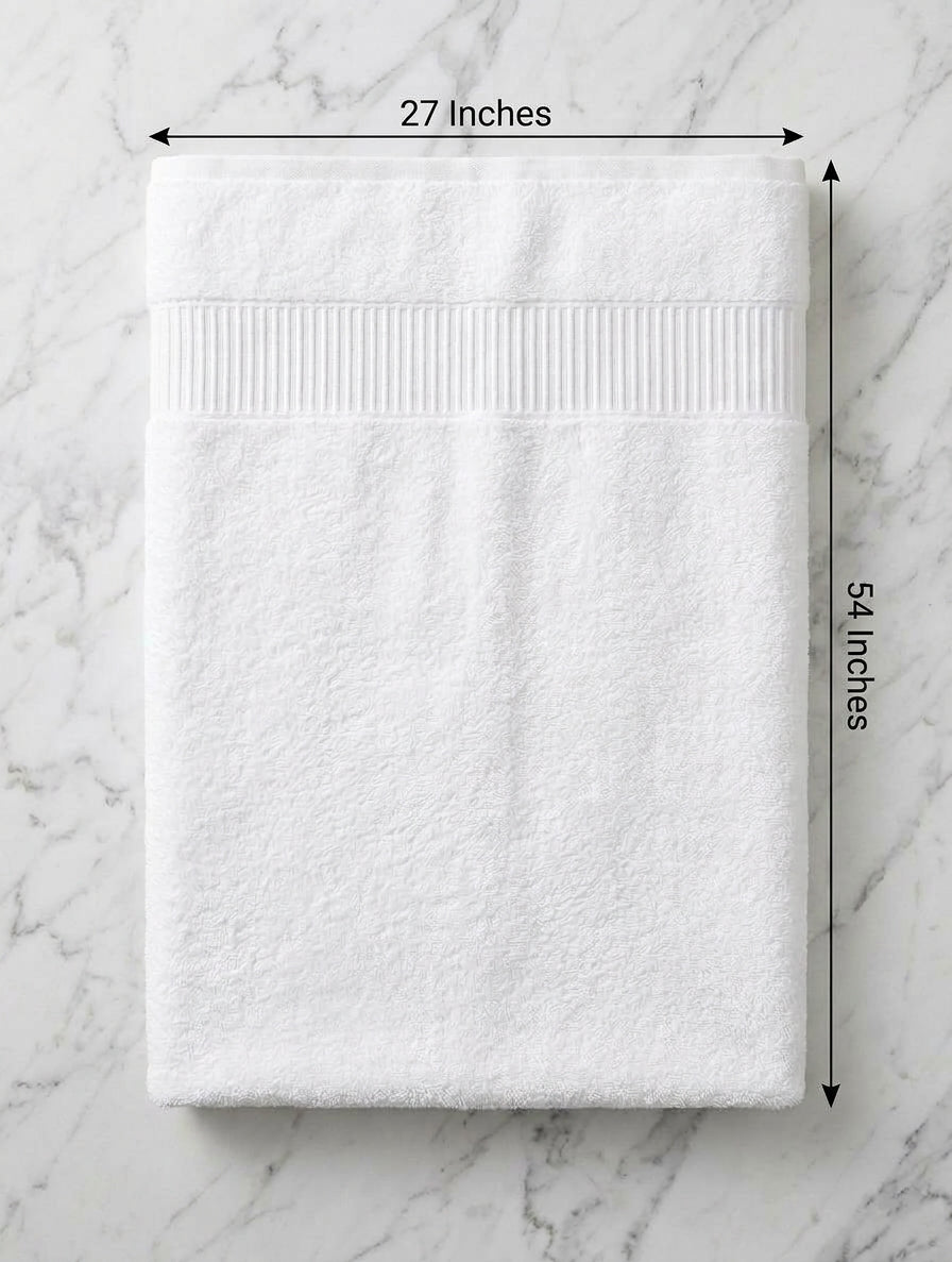 Premium Solid White Cotton Bath Towel (27x54 Inches)