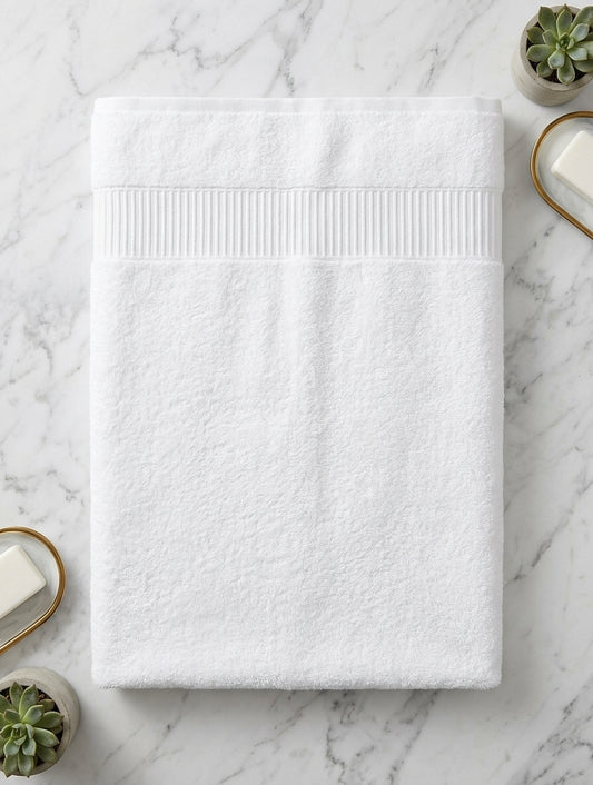 Premium Solid White Cotton Bath Towel (27x54 Inches)