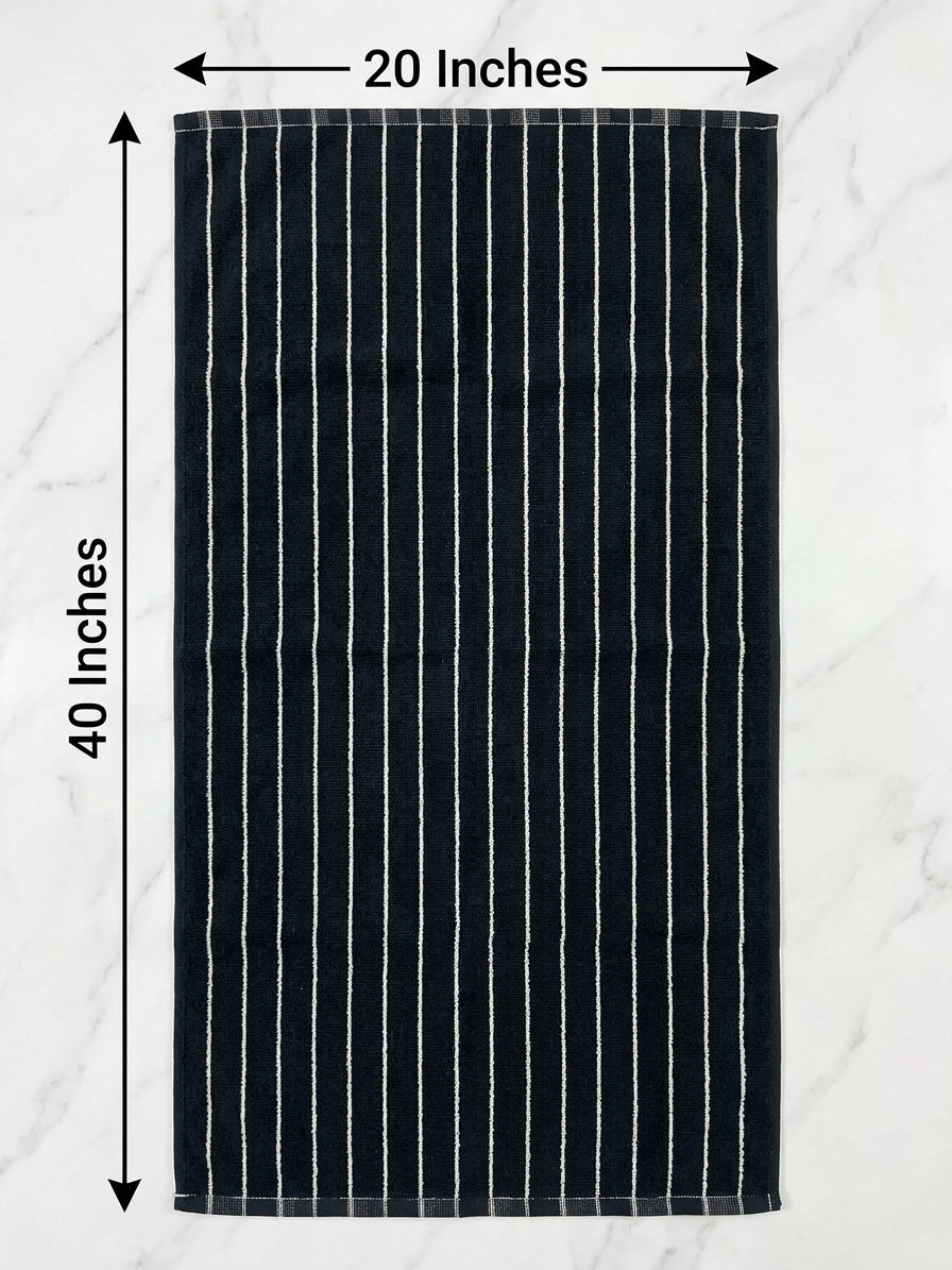 Premium Black & White Pinstripe Hand Towels (20" x 40")