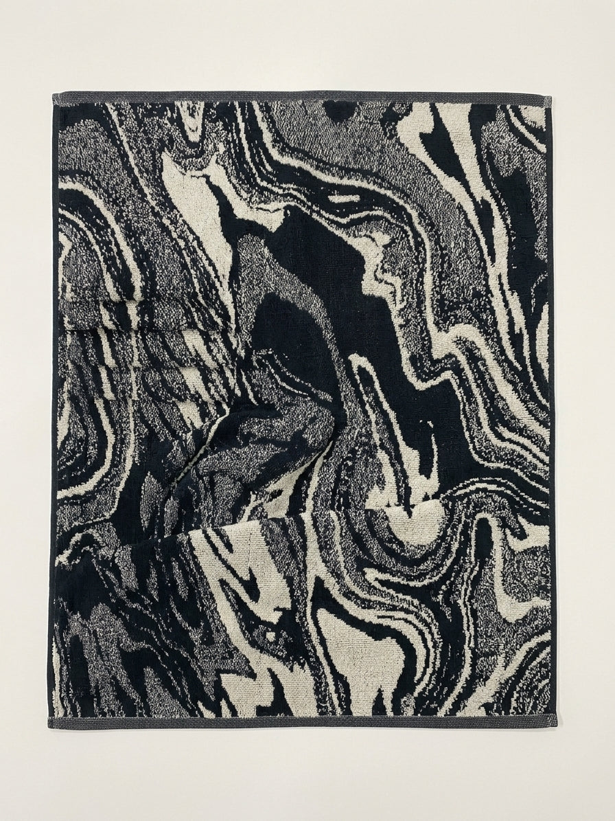 Modern Black & Milky White Abstract Pattern Face Towel (20" x 30")