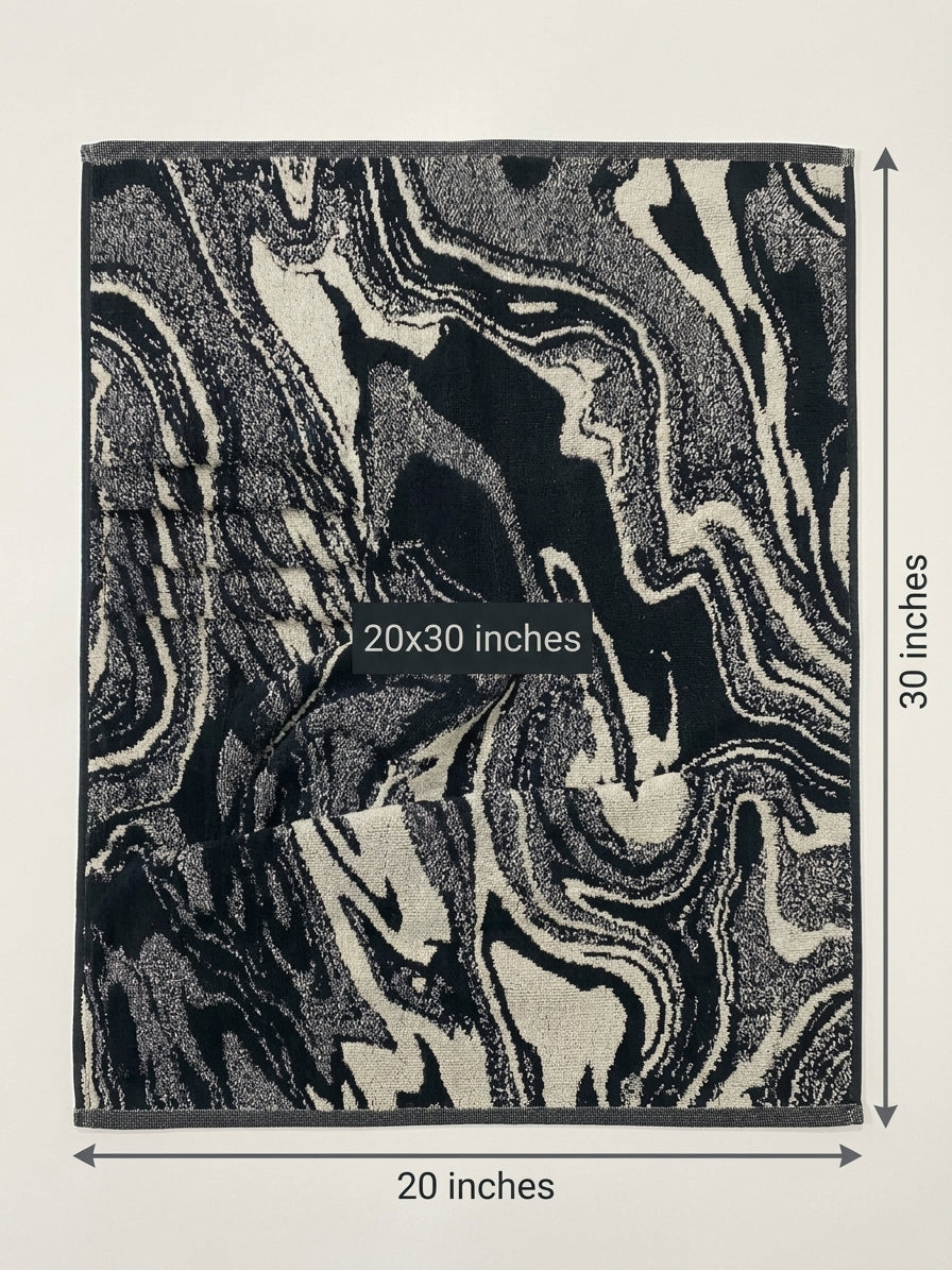 Modern Black & Milky White Abstract Pattern Face Towel (20" x 30")