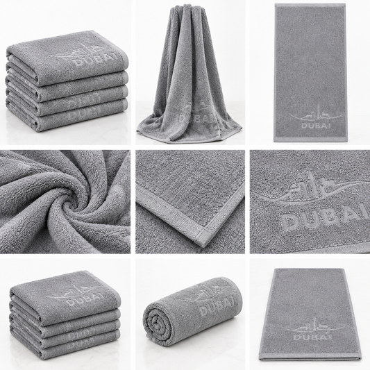 Premium Hotel Quality Embossed Grey Bath Towel – 30x60 Inches
