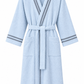 Luxury Ice Blue Cotton Bathrobe with Grey Stripes