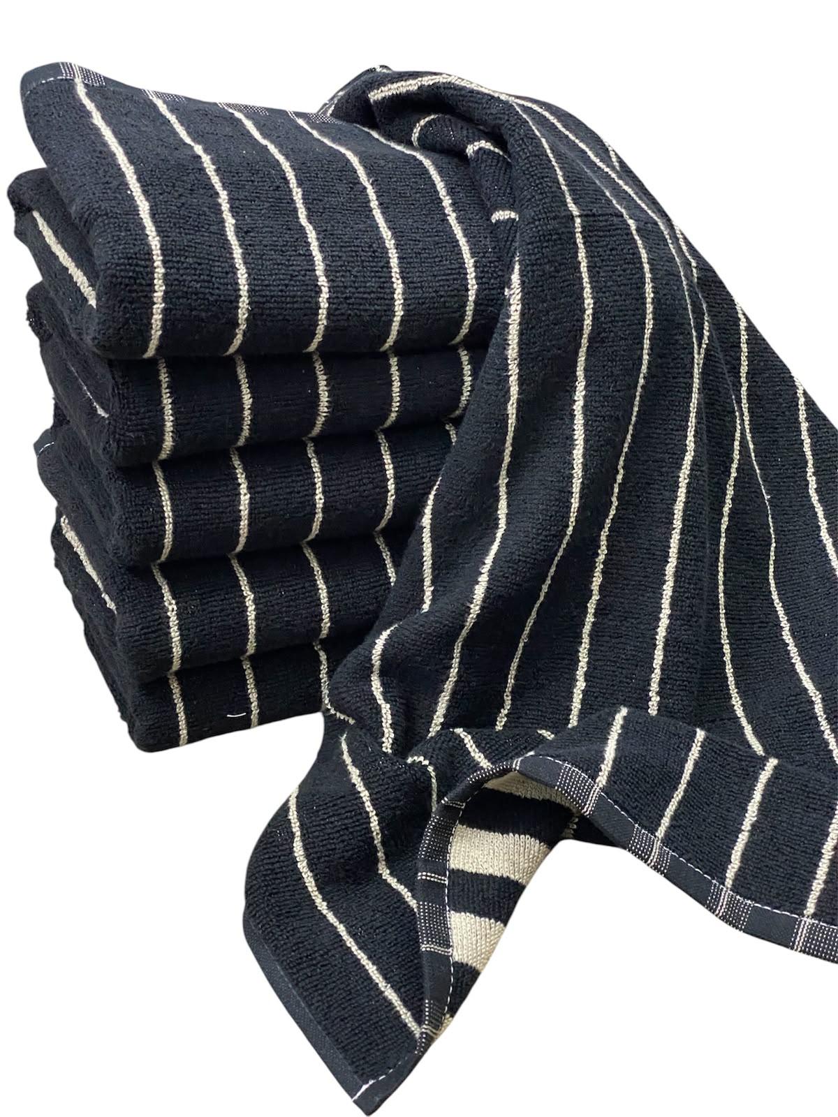 Premium Black & White Pinstripe Hand Towels (20" x 40")