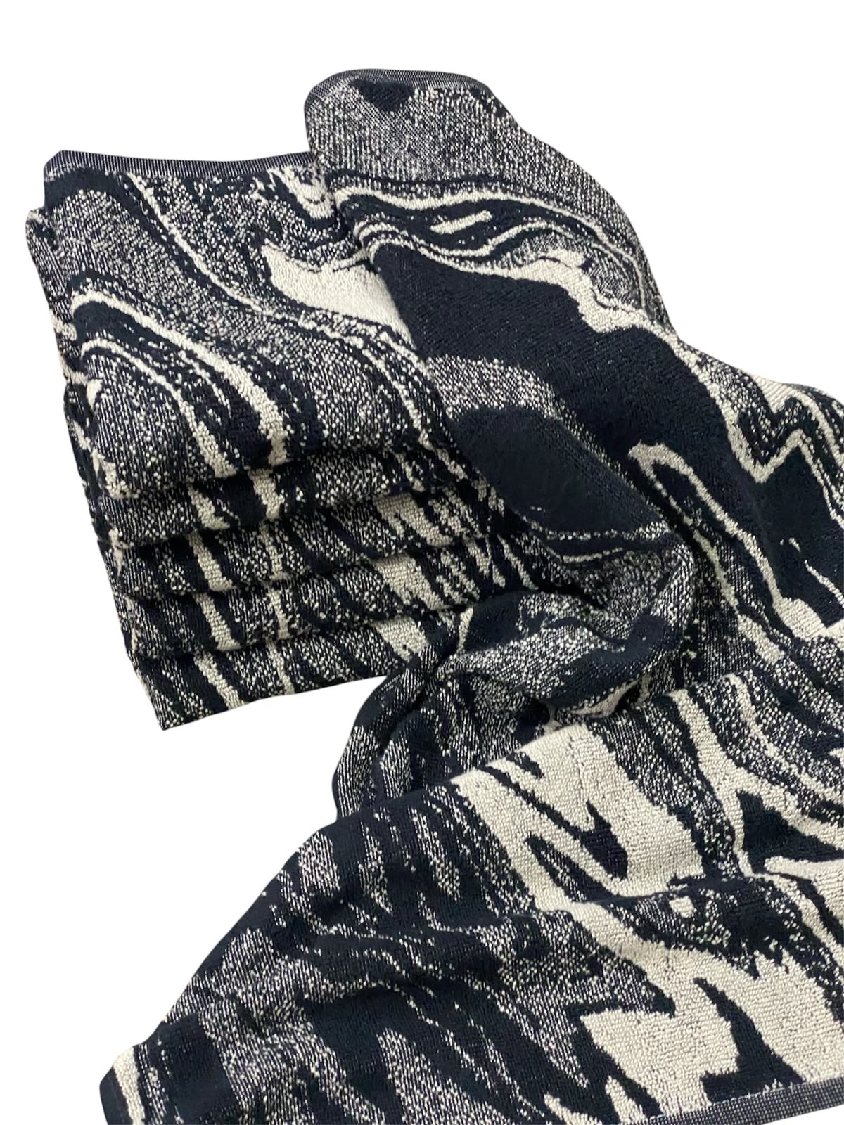Modern Black & Milky White Abstract Pattern Face Towel (20" x 30")