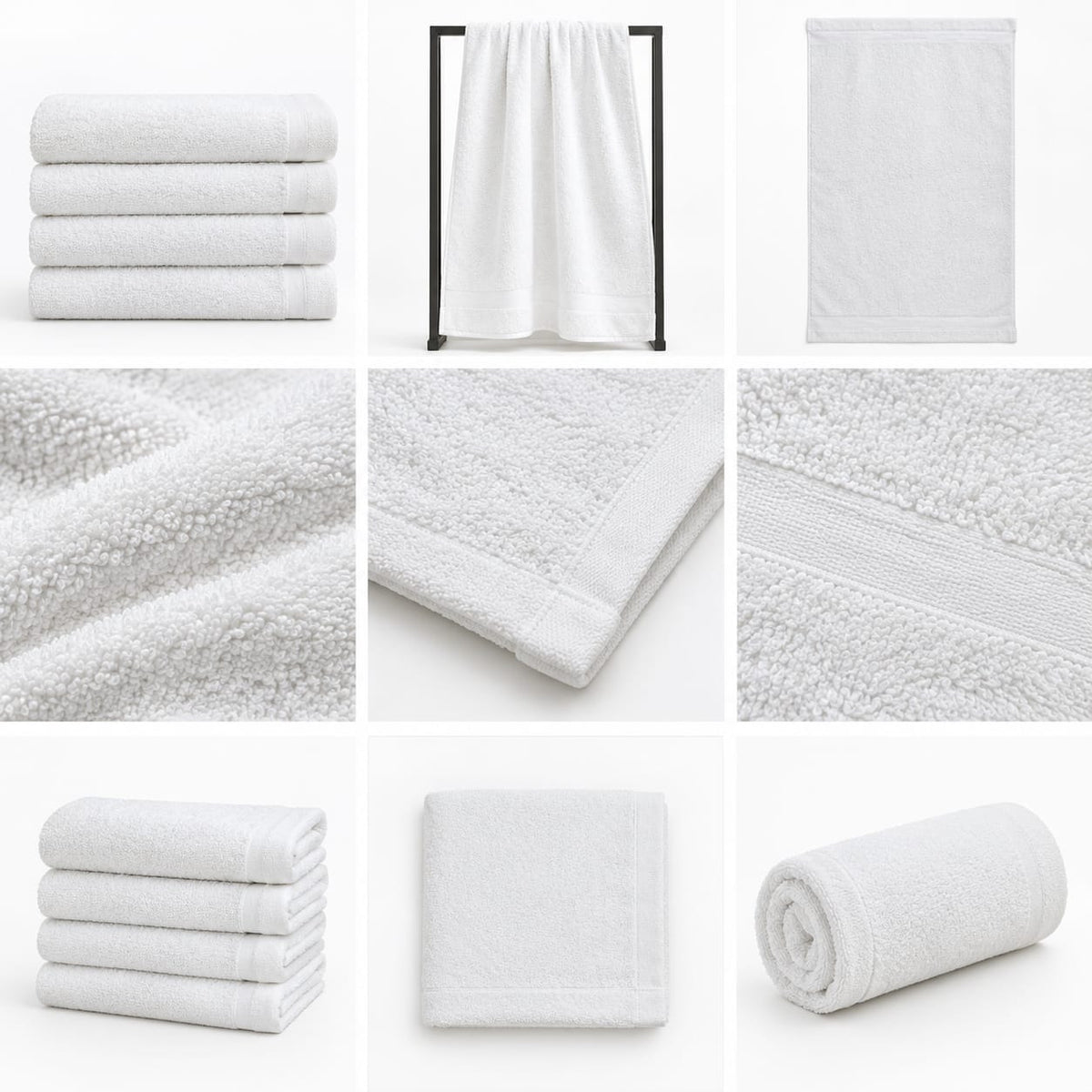 Classic Luxury Pure White Hand Towel (20" x 40")